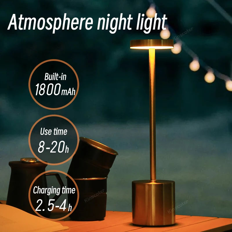 Rechargeable LED Desk Lamp Creative Touch Switch Dimmable Table Lamp 3 Color Temperatures Bedroom Office Restaurant Lamp