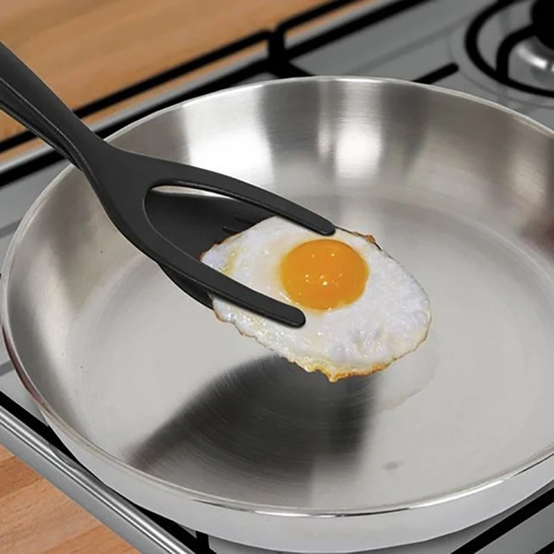 2-in-1 Kitchen Tool: Spatula, Tongs & More! (Pancakes, Eggs, Steak)