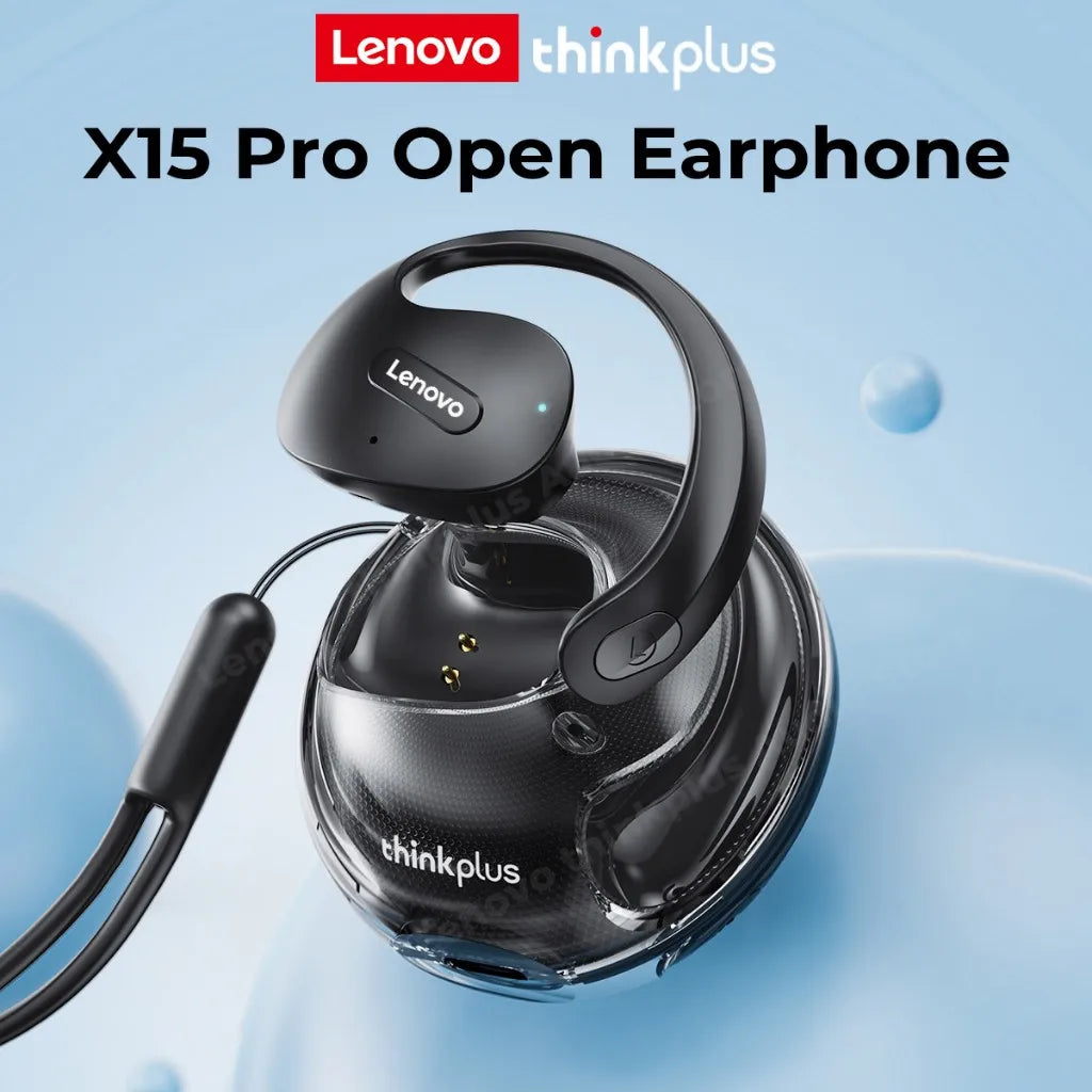 Lenovo X15pro OWS Earphone Bluetooth 5.4 Ear-mounted Sports Waterproof Wireless Earphones with Lanyard