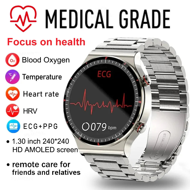 New ECG+PPG Smart Watch: Sangao Laser Therapy Health Heart Rate Blood Pressure Fitness Watches with IP68 Waterproof