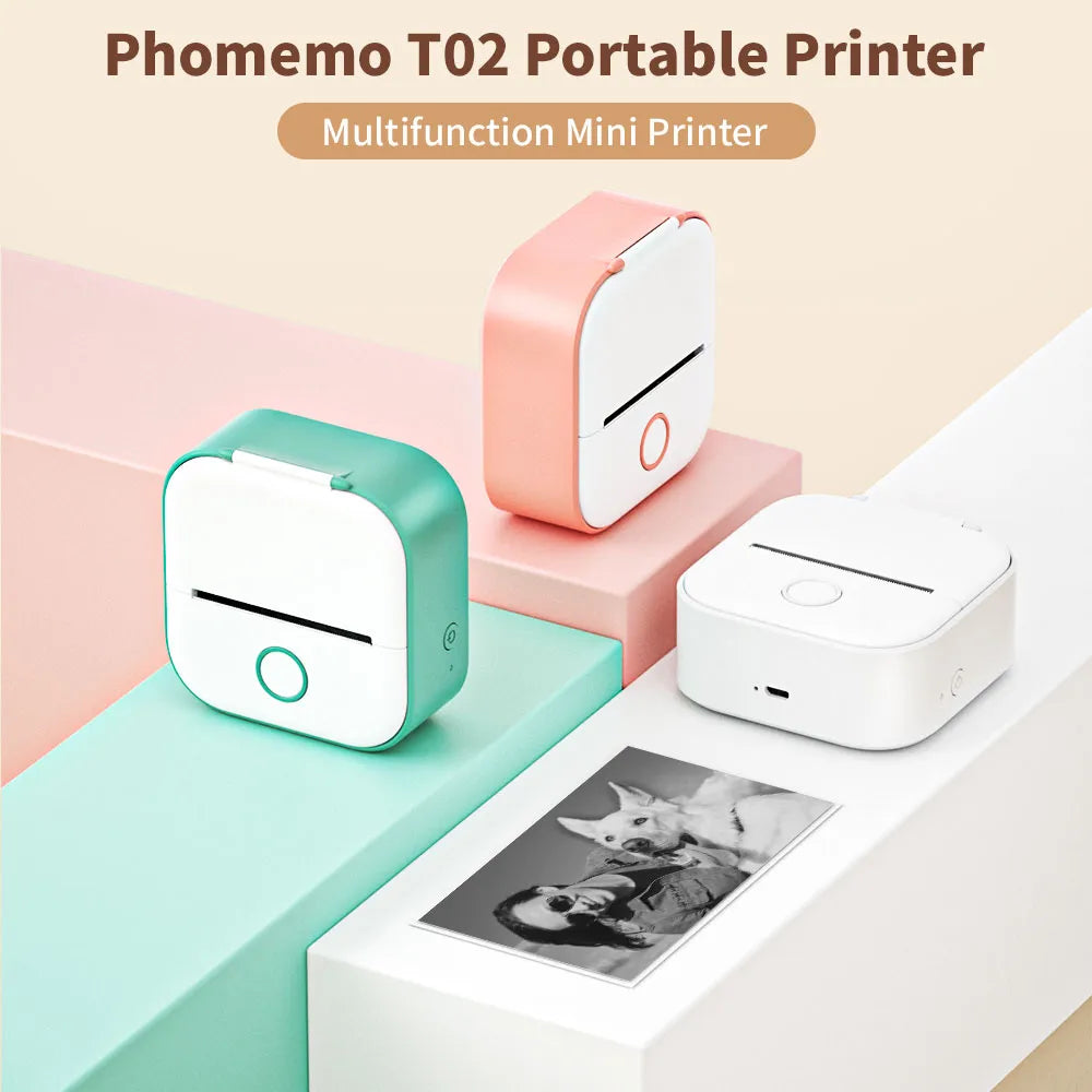 Portable Mini Thermal Printer PhomemoT02: Print from Phone or Computer (Labels, Photos, Text)