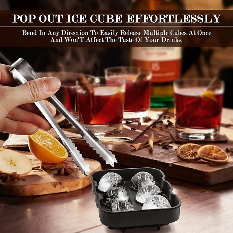 Silicone Ice Cube Tray Set with Lid and Reusable Molds: Includes Large Freezer Molds, Ice Ball Mold, and Diamond Ice Mold