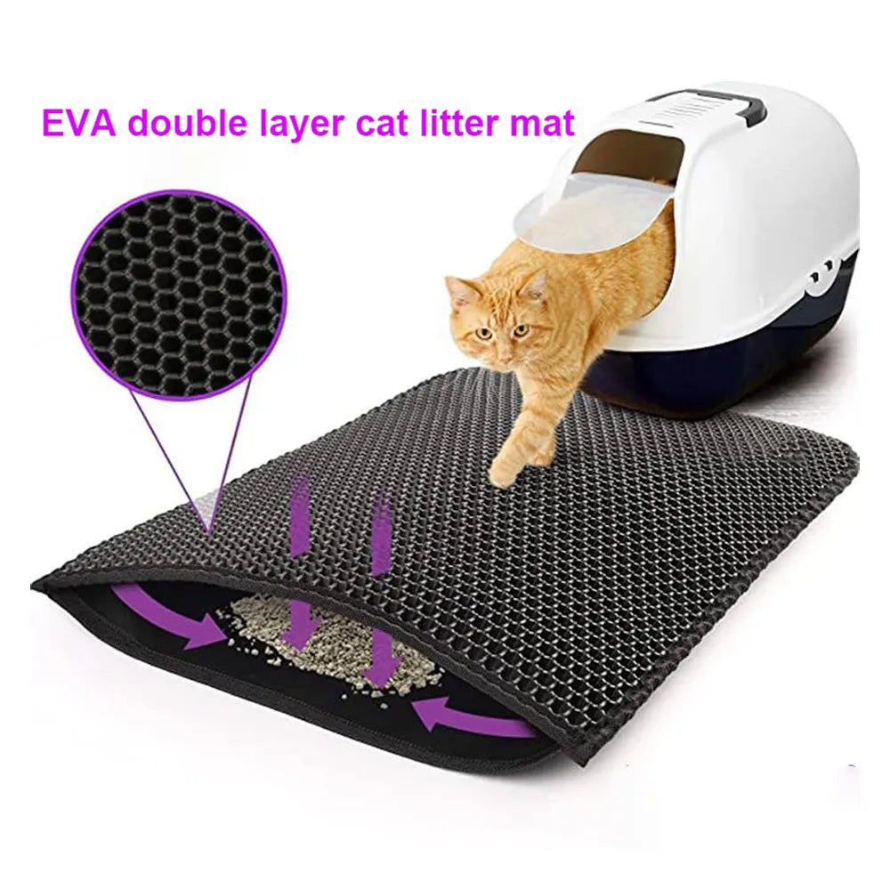 Cat Litter Mat - Double Layer Waterproof, Urine Proof Trapping Mat - Easy to Clean, Non-Slip