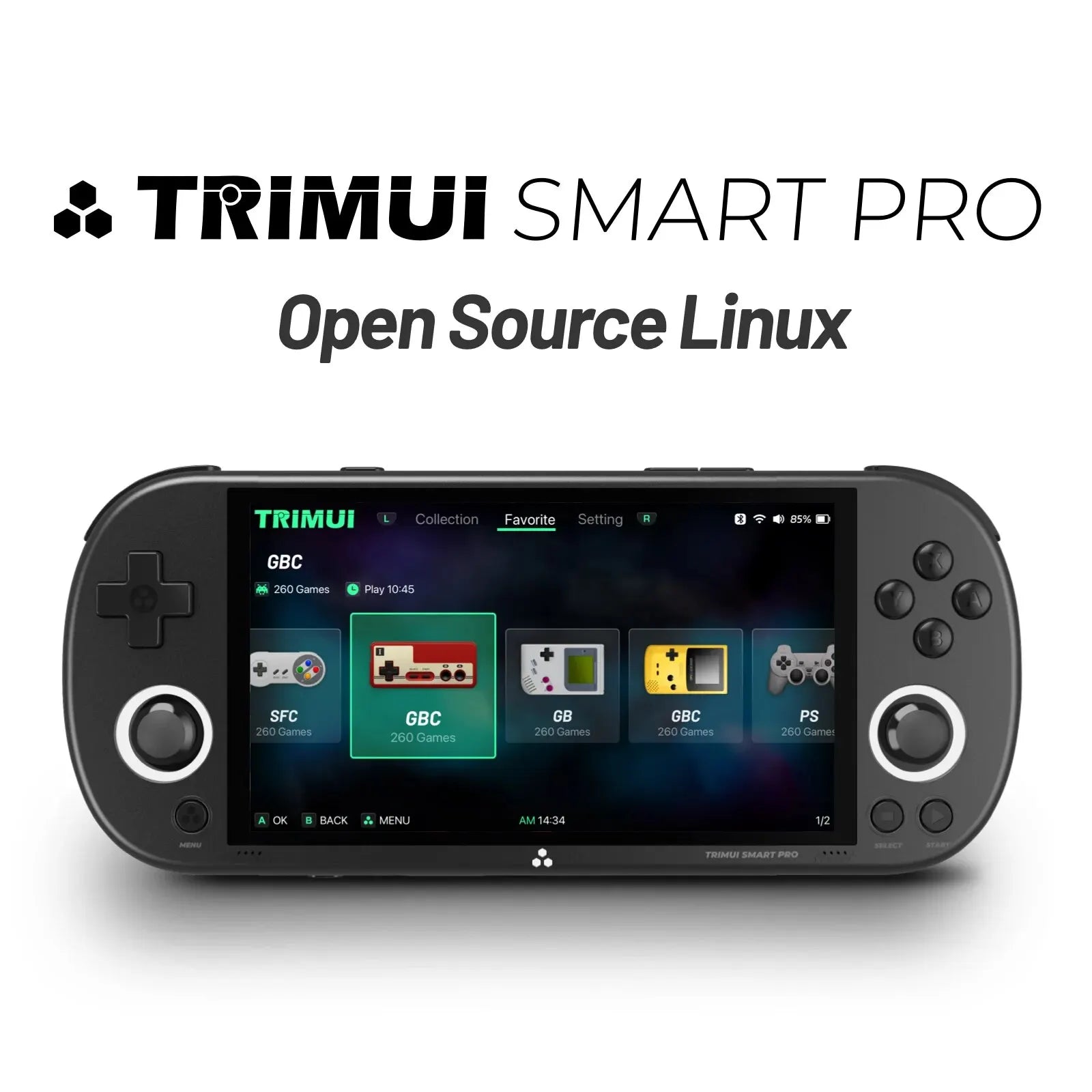 Trimui Smart Pro Handheld Game Console 4.96'' IPS Screen with RGB Lighting Linux System Joystick Retro Video Game Player Gift