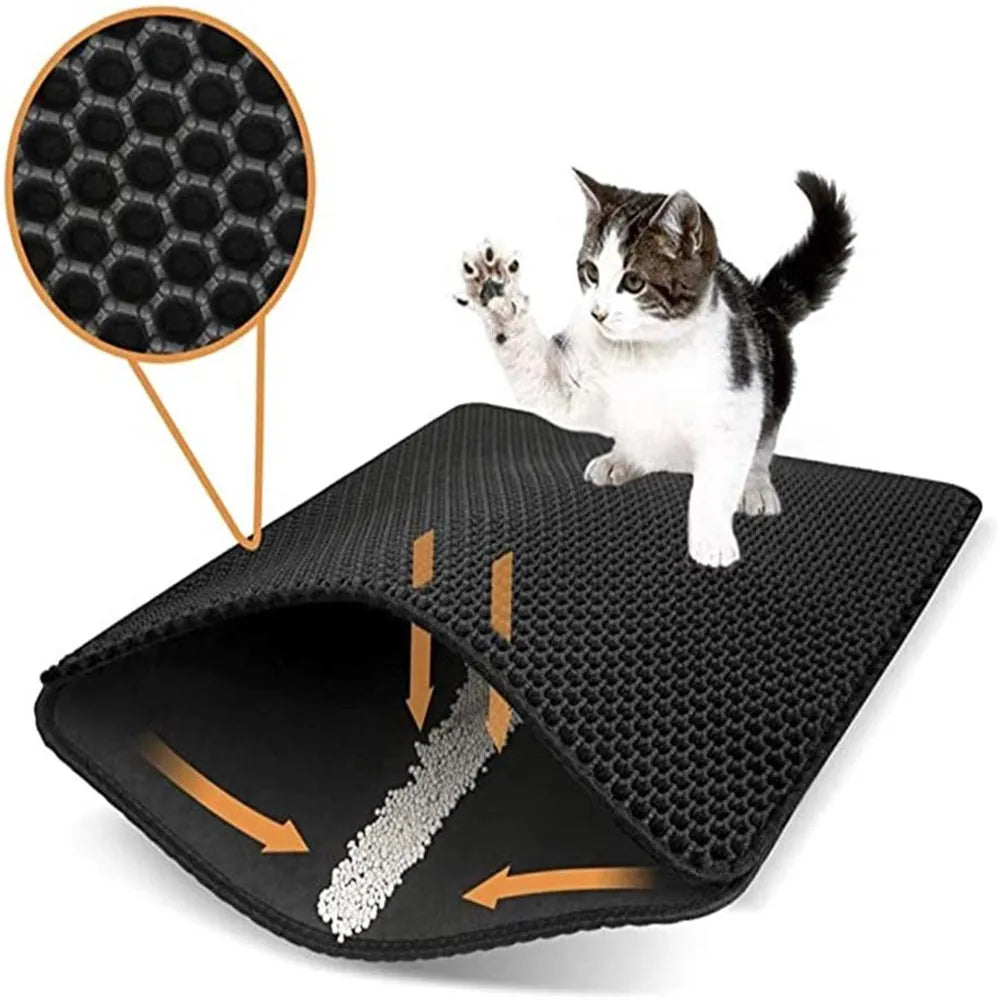 Cat Litter Mat - Double Layer Waterproof, Urine Proof Trapping Mat - Easy to Clean, Non-Slip