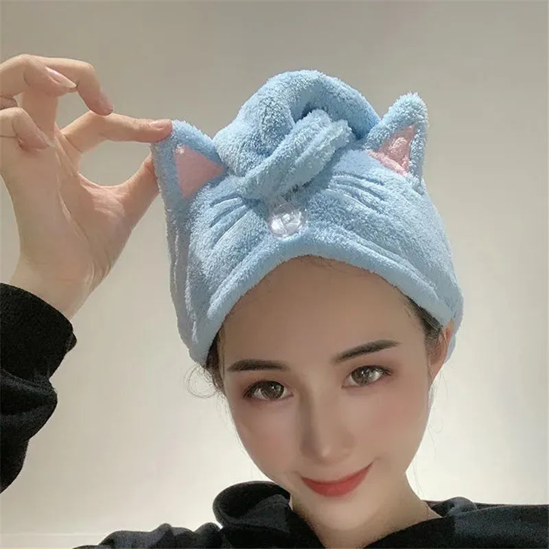 Microfiber Cute Cat Hair Cap - Quick Dry