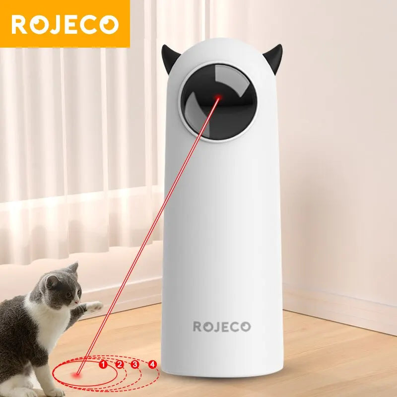 ROJECO Automatic Interactive Cat Toy LED Laser Teasing Handheld Electronic Pet Accessory for Dogs Indoor Use