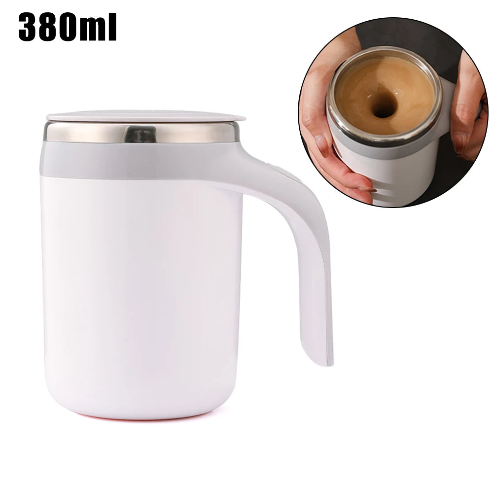 Stainless Steel Electric Stirring Mark Cup 380ML Smart Mixer Bottle for Coffee Milk Mixing Automatic Magnetic Rotating Lid