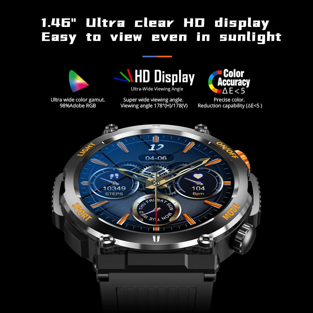 COLMI V68 1.46'' HD Display Smartwatch 100 Sports Modes Compass Flashlight Men Military Grade