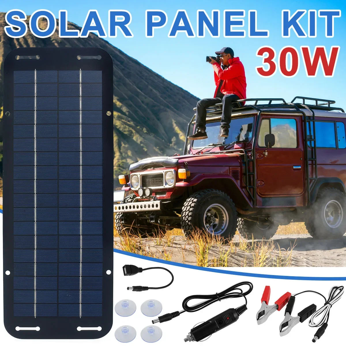 Portable High Efficiency 12V Solar Panel Kit IP65 Waterproof Solar Trickle Charger for Car Battery Powered with CE Certification