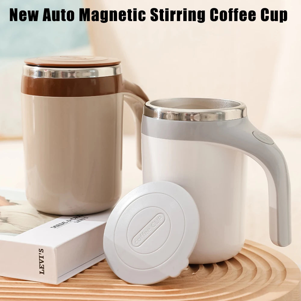 Stainless Steel Electric Stirring Mark Cup 380ML Smart Mixer Bottle for Coffee Milk Mixing Automatic Magnetic Rotating Lid