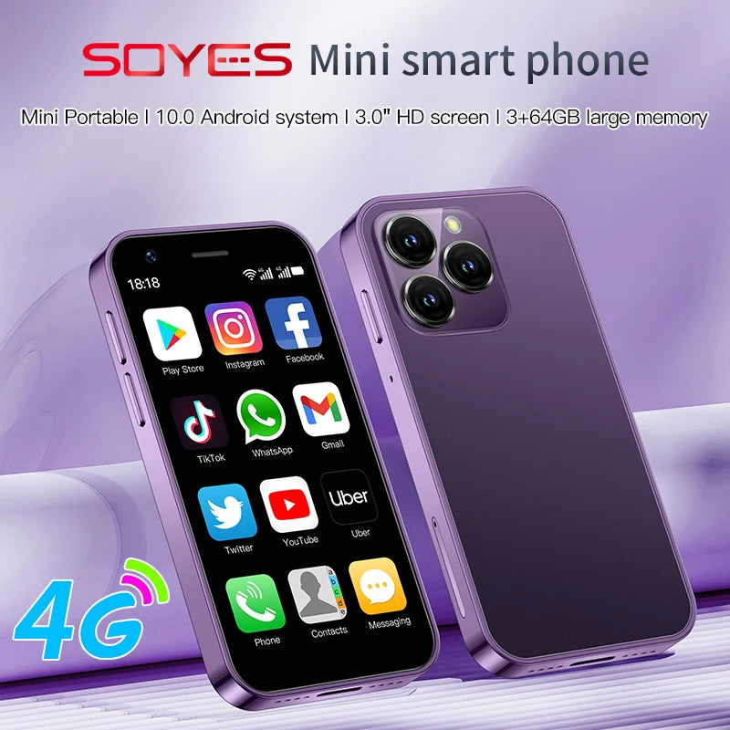 Ultra-Compact Android Phone: XS16/XS15 (3G/4G, 2GB RAM, 16GB ROM) 3" Display 5MP Camera Dual SIM With Play Store