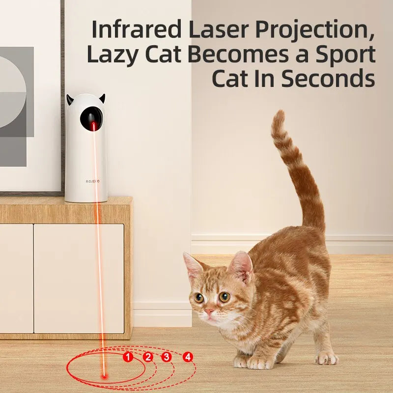 ROJECO Automatic Interactive Cat Toy LED Laser Teasing Handheld Electronic Pet Accessory for Dogs Indoor Use