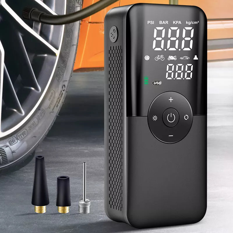 Digital Cordless Car Tire Inflator: Portable Rechargeable Air Pump Compressor