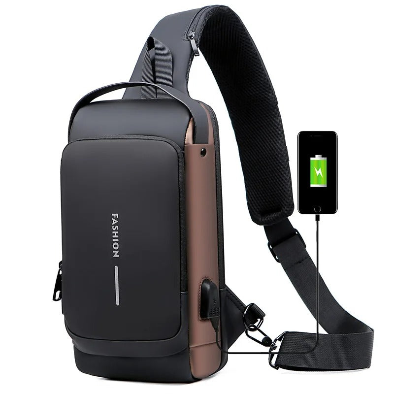 Geestock Men's Crossbody Bag: Anti-Theft, USB Charging, Travel Friendly Unisex